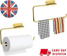 Kitchen Roll Holder Wall Mounted Paper Towel Holder Under Cabinet Metal (Brass)