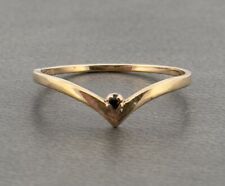 9ct Yellow Gold Sapphire Solitaire Wishbone Ring Size L, L 1/2 Hallmarked