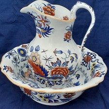 Antique J &W Ridgway Canton Opaque China Wash Jug & Basin Pattern 995 circa 1825