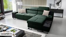 Corner sofa bed with storage cup holder side lamp adjustable headrest usb port