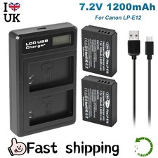 2Pcs LP-E12 Battery &Fast