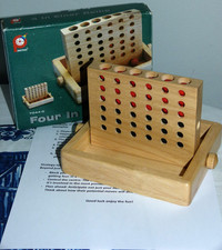 Wooden Four in A Row - 36 Holes Travel size - Complete with instructions
