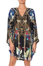 Camilla Rainbow Room Jersey Short Kaftan OS With Curved Hem Dress One Size
