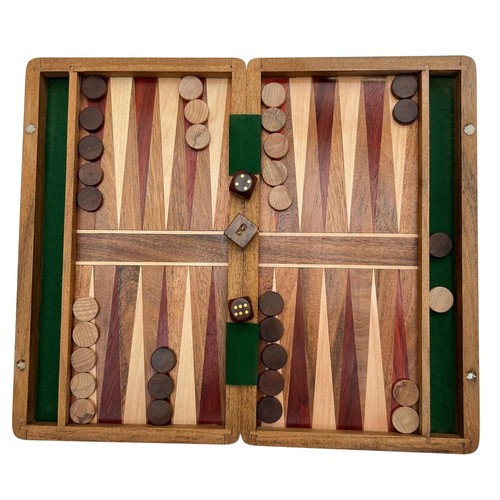 Wooden inlaid backgammon set - backgammon,