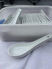 Chinese White  China Soup Spoons 13cm Long X 4 Cm Wide 