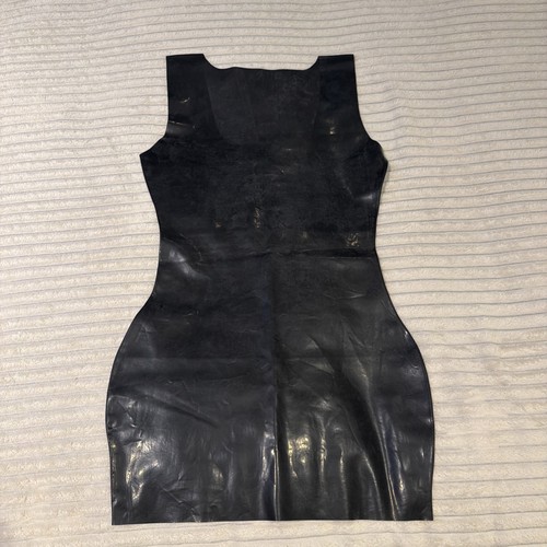 Latex black mini dress - black, bodycon