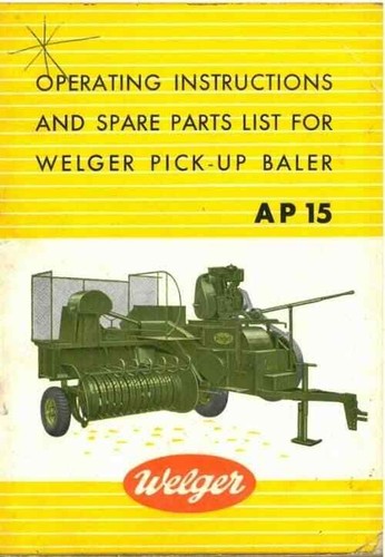 Welger baler ap15 operators - ap15,
