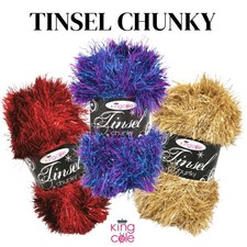 King Cole Tinsel Chunky 50g Ball Sparkle Furry Soft Eyelash Knitting Yarn Wool