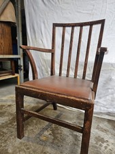 Vintage Solid Oak Arts & Crafts Carver Chair Spindle Back