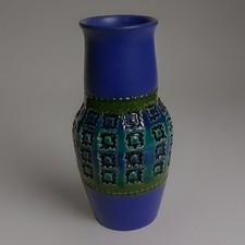 MCM Aldo LONDI Bitossi Pedestal Vase ITALY Electric Blue 8”T