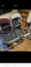 Bugaboo Donkey 2 Twin 2 Seats Foot Muffs Bassinet Grey Melange Seats