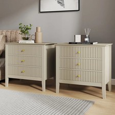 Pair Of Large 3 Drawer Bedside