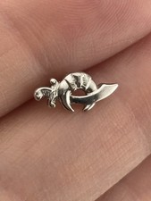 Tiny 14K White Gold Masonic Shriners Lapel Pin Sword Scimitar Crescent w Back