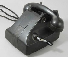 Vintage Black Bakelite Telephone Ericsson N2124A1T Hand Crank Telephone Art Deco