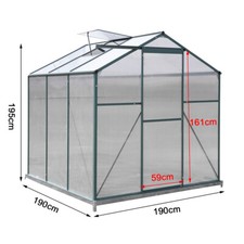 Aluminium 4x6 6x6 8x6 10x6ft Greenhouse Polycarbonate Garden Grow w/ Steel Base