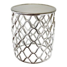 Round Silver Metal Side Table