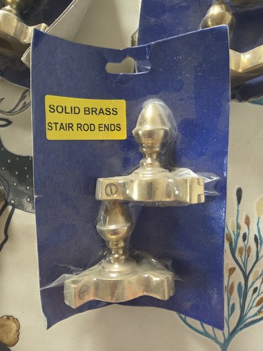 Solid brass stair rod ends - brass,