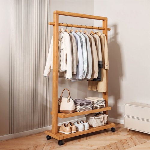 Bamboo wooden clothes rail - bamboo,