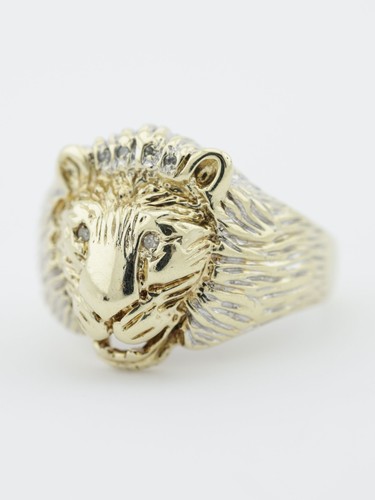 Gold lion signet ring 9ct - lion,