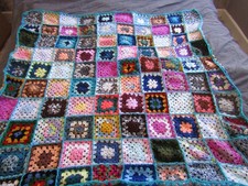  Handmade Crochet 3D GRANNY SQUARE Blanket Throw, Sofa, Camper  APPROX 43" X 43"