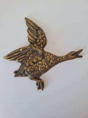 Vintage brass flying duck wall - flying,