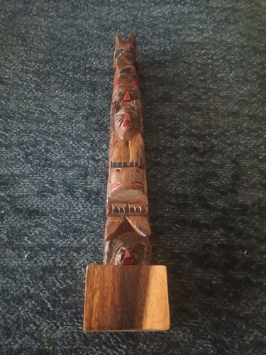 Vintage casted wood totem - casted,