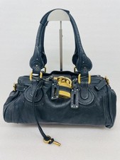 Chloe Paddington Handbag Shoulder Black Padlock Leather key Shoulder Auth
