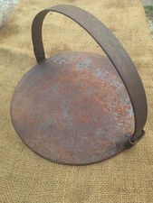Used Vintage Romany Gypsy Wrought Iron Skillet Griddle Pan Cooking Camping 