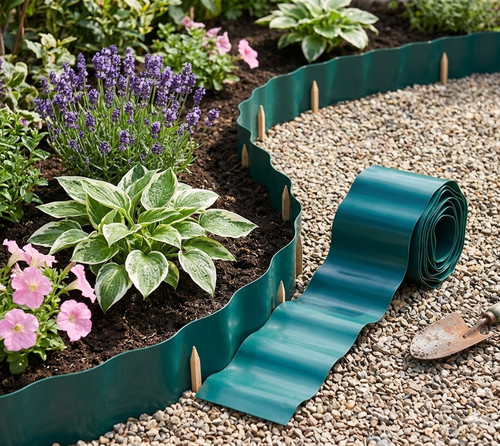 Wavy plastic garden lawn - wavy,