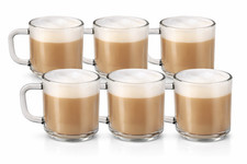 Set of 6 Clear Glass Latte