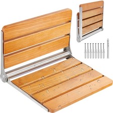 Folding Oak Shower Seat 16.1" x 13.4" Wall Mounted Shower Bench 440 lbs