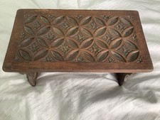 Vintage Hand Carved Wooden Footstool 