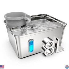 Stainless Steel Dog Water Fountain - 270oz Capacity, Ultra-Quiet for Cats & Dogs