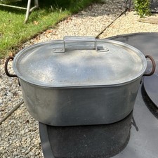 Vintage fish kettle old metal fish poacher antique oval fish tin