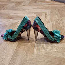 Lanvin H&M Shoes Multicolour Flowers & Green Bow High Gold Heels UK 7/40. Ex Con