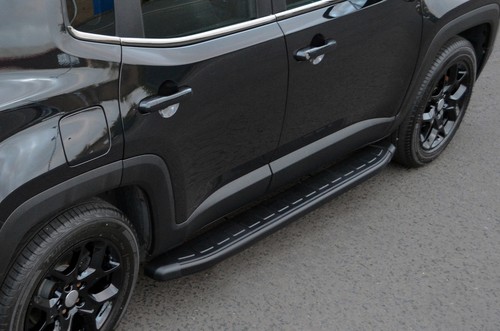 Black aluminium side steps - side,