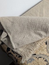 Made In Portugal VtG " Carina' Beige Crochet Fringe Bohemian Bedspread/Throw 