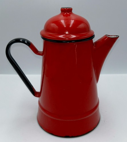 Vintage red enamel - red, coffee