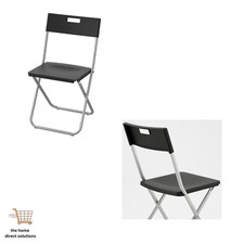 IKEA GUNDE Folding Chair Black/White Lightweight Seat Camping Garden Office