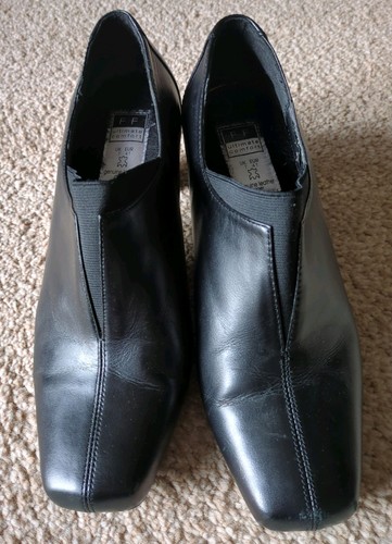 Black high heeled leather - black,