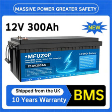 12V 300Ah Lifepo4 Battery Lithium Leisure Battery 15000+ Cycles BMS Off-grid RV