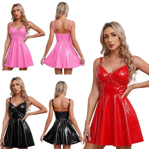 Women pleated latex dress - uk,
