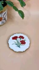 Stratton Powder Compact Vintage Floral Flower Design Carnation 