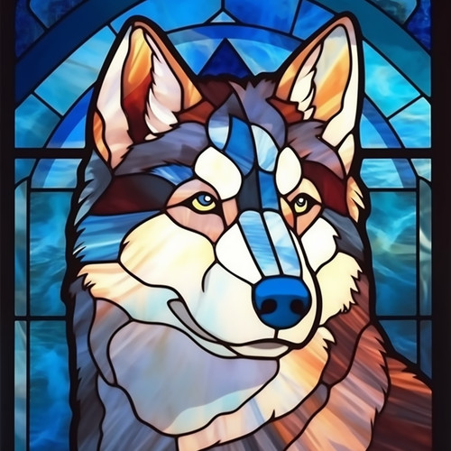 Siberian husky faux stained - faux,