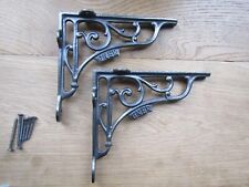 PAIR of 7.5" GNER railway Cast iron antique Rustic vintage shelf brackets AI