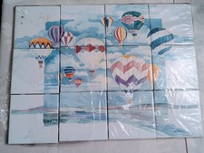 VTG 1991 Paul Brent Ceramic Tile Mural Backsplash Hot Air Balloon 12 Tiles 33*17