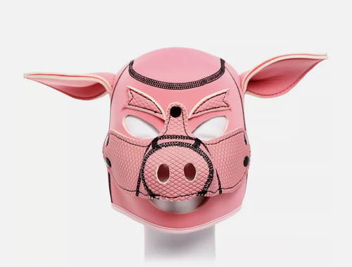 Neoprene pink pig mask hood - pig,