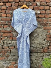 Indian Vintage 100% Cotton Long Beach Maxi Kaftan Dress One Size Caftan Kimono