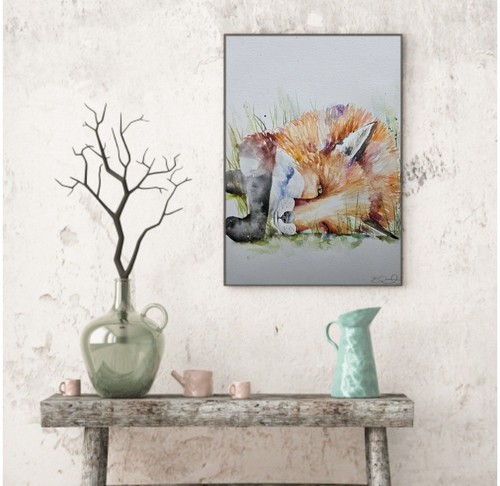 Original fox watercolour - fox,