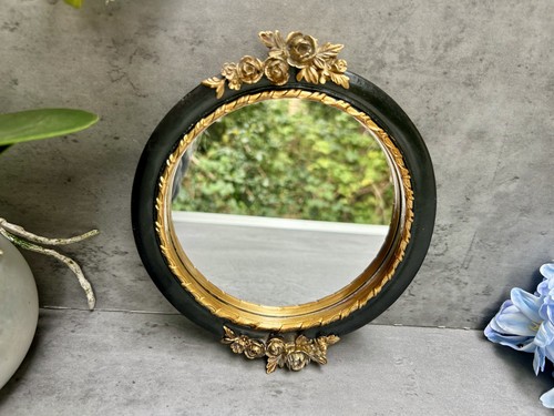 Black round wall mirror gold - black,